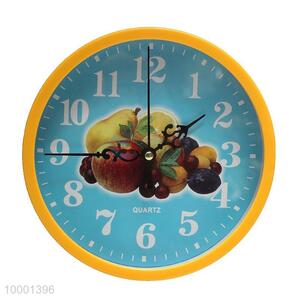 Colorful wall clock with fruit background