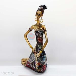 African Sitting Woman Resin Decorative Ornament
