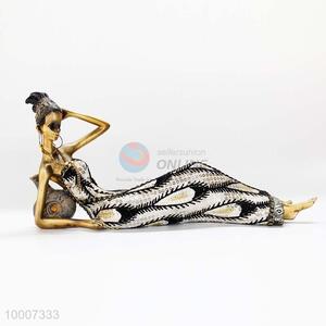 Afrian Woman Laying Against Pot Resin Ornament