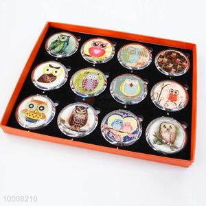 Double Sides Printed <em>Cosmetic</em> Mirror With Cute Owl Pattern
