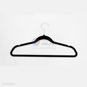 Wholesale High Quality Black Plastic Clothes Hanger With Flocking