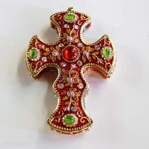 Wholesale Red Decoration Cross Magnificent Exquisite Plated Jewel Case/Box
