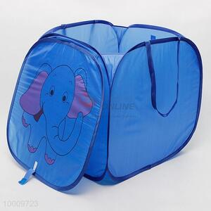 Blue square laundry basket printed with elephant