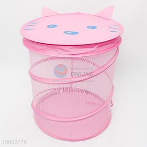 Pink mesh cartoon linen basket