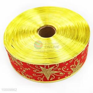 Wholesale Star Red Satin Ribbon With Gold Border