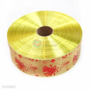Wholesale Red Ring Bell Satin Ribbon With Gold Patten