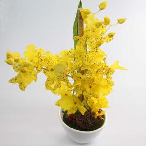 Hot Sale Artificial Flower Bonsai Yellow Dancing Orchids Home Decoration