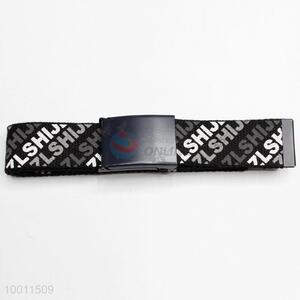 Casual Sport Black Letter Printed Polyester Strap Belt for Men/Women