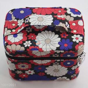 Flower Print Small Size <em>Cosmetic</em> Box Makeup Vanity Bags for Women