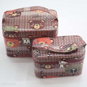 Wholesale Bear Pattern PU Waterproof <em>Women</em> Portable Cosmetic Box Handbag