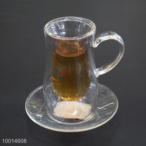 Hot sale  New Arrival Good Price Drinking Glass Straight Cup With <em>Plate</em>