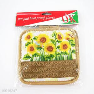 Wholesale Sunflower Polyester Insulation Mat/Pot Holder With Brown Border