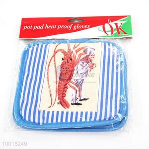 Wholesale Shrimp Polyester Insulation Mat/Pot Holder With Blue Border