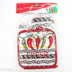 Wholesale Pepper Insulation Mat/Pot and Microwave Oven Glove Set