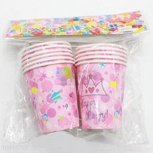 10pcs/bag Pink Paper Cups for Birthday Festive Party