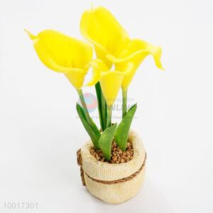 Yellow  Lily Simulation Bonsai for Decor