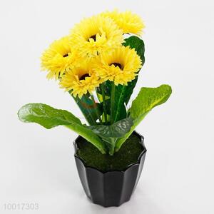 Yellow Chrysanthemum Flower Simulation Bonsai for Home Decoration