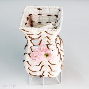 White Paper Woven Flower Vase For Home Decoration