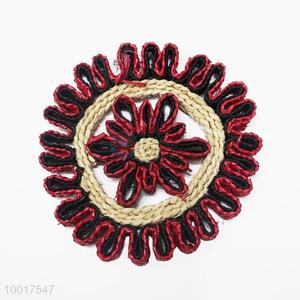 Wholesale Round Red Flower Shape Wicker Woven Mat