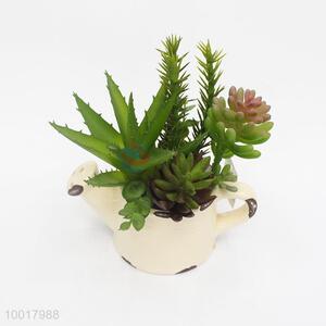 Artificial/Simulation Potted Plant of Barbados Aloe with Ceramics Teapot Shaped Pot