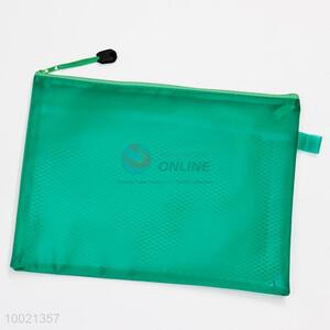 A5 Green Mesh Zipper Plastic Document <em>Bag</em>