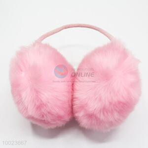 Pink faux rabbit hair earmuff