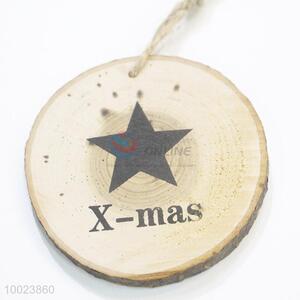 Christmas Decoration Pendant Wood Disk with the Pentagram Pattern