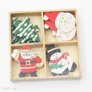 1 set santa claus&<em>christmas</em> <em>trees</em> wooden paster for <em>christmas</em> ornament