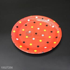Red Disposable Dotted Paper Dish/Plate