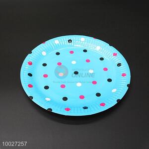 Blue Disposable Dotted Paper Dish/Plate