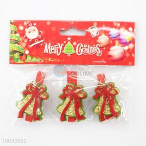 Hot sale christmas bell cute wooden craft clips