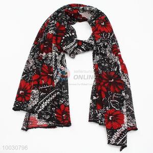 Wholesale Cheap Price Flower Dacron and Spandex Scarf