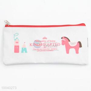 Pink horse pattern cotton&jute coin purse change purse pen bag