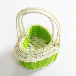 3pcs/set green heart shaped flower wine basket with handle