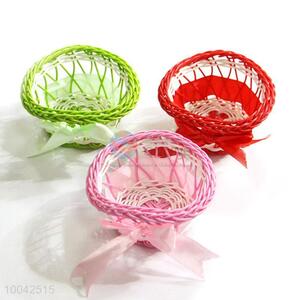 1pc green/pink/red small heart shaped flower decoration basket with ribbon bow