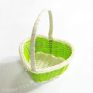 Small size green heart shaped flower basket/gift basket with handle