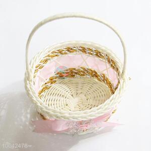 11*10*5cm pink braided storage baskets with bowknot