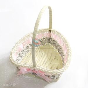 Small size pink gift flower basket/bowknot decoration basket