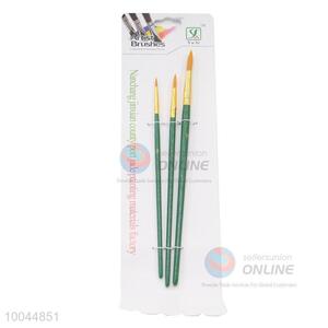 Pointed Head Artist Brush with Long Dark Green Handle, 3Pieces/Set Art Paintbrush