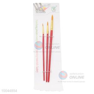 Hot Sale Pointed Head Artist Brush with Long Red Handle, 3Pieces/Set Art <em>Paintbrush</em>
