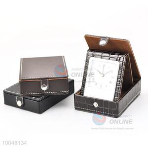Faux Leather Make Up Box/Vanity Box with Clock