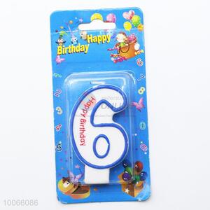 Wax Figure/Number Candle With Blue Edge For Party Use