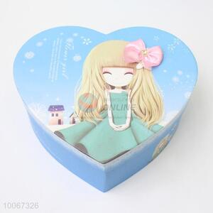 Pretty Blue Recycled Paper Gift Box, Storage Box with Girl Pattern