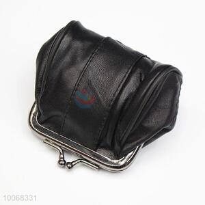 Artificial leather black pocket change purse clutch for women