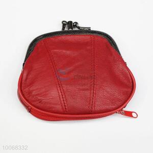 Mini red faux sheepskin clutch coin purse for lady