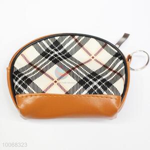Classical artificial leather grid pattern coin purse