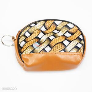 Fashion semicircular shaped brwon zipper coin purse