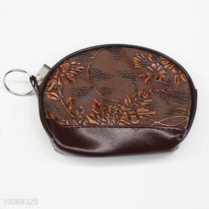 Vintage flowers pattern artificial leather change purse