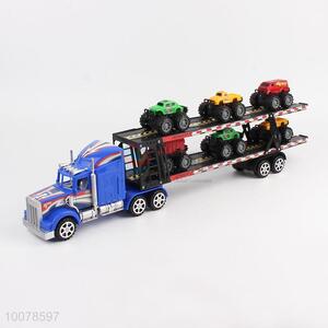 Fancy boy gift toy inertia double deck truck with 6pcs mini cars
