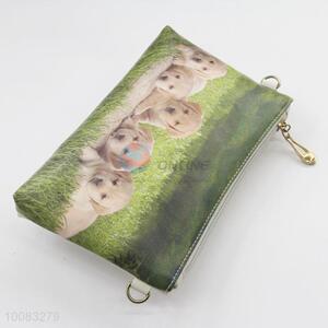 Green PU leather clutch bag for girl